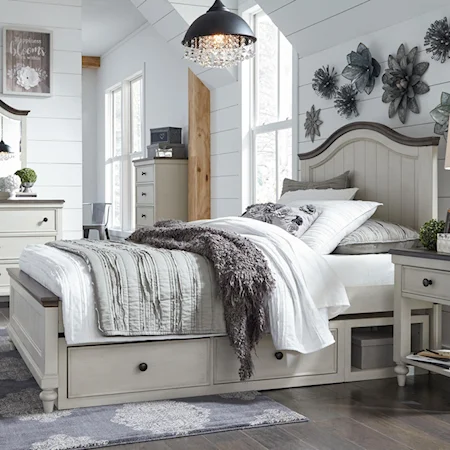 Relaxed Vintage Twin Panel Bed with Underbed Storage